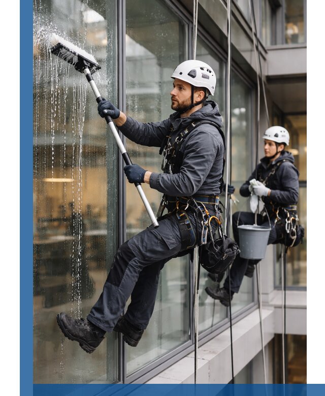 Профессиональная мойка витражей промышленными альпинистами в Нижнеудинске