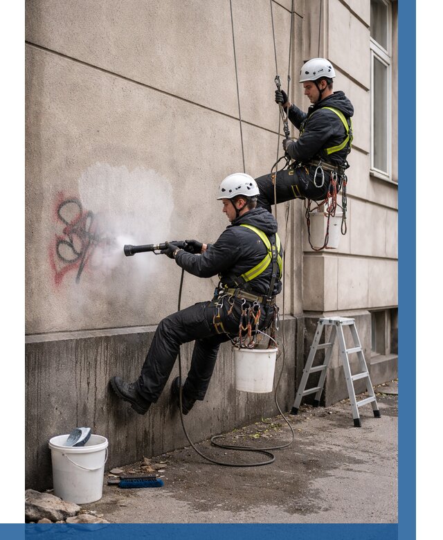 Удаление граффити с фасада в Нижнеудинске от 4577 р. | ВЫСОТНИК-Нжк