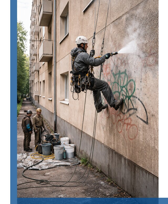 Удаление граффити с фасада в Нижнеудинске без следов и повреждений