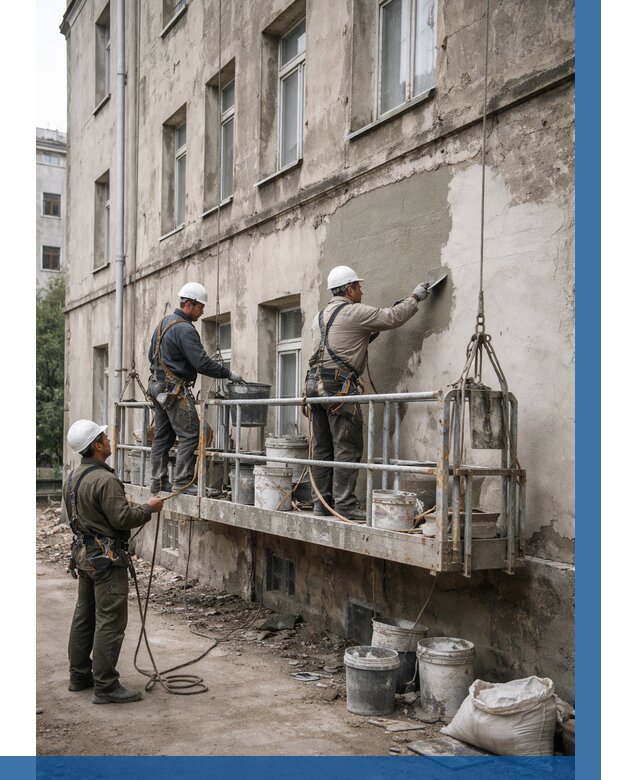 Капитальный ремонт фасада в Нижнеудинске от 4272 р. | ВЫСОТНИК-Нжк