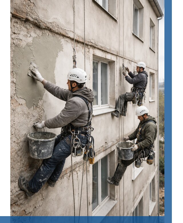 Ремонт штукатурного фасада в Нижнеудинске от 763 р. под ключ | ВЫСОТНИК-Нжк