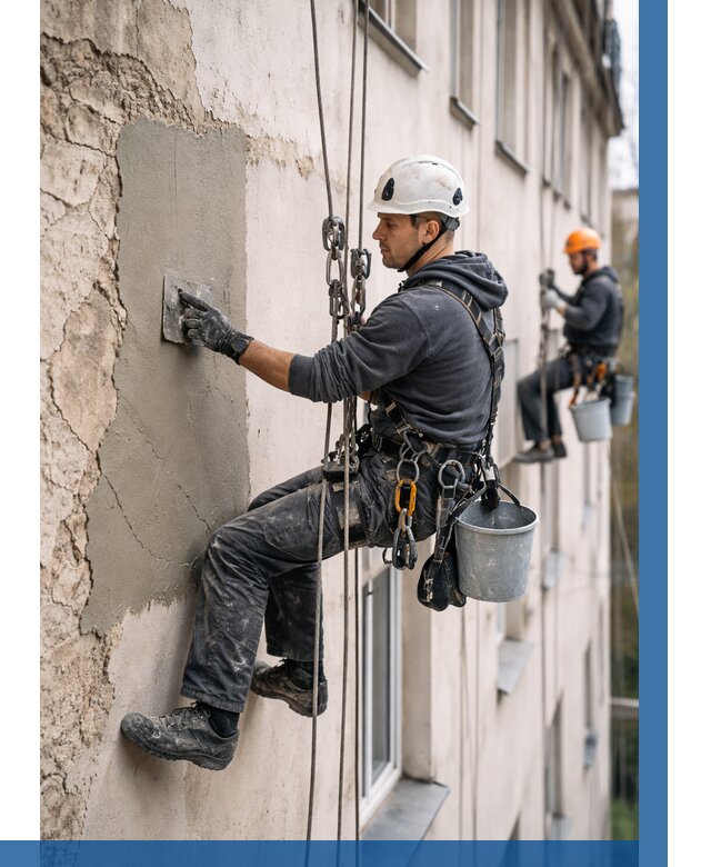 Восстановление штукатурки фасада в Нижнеудинске от 1221 р. | ВЫСОТНИК-Нжк