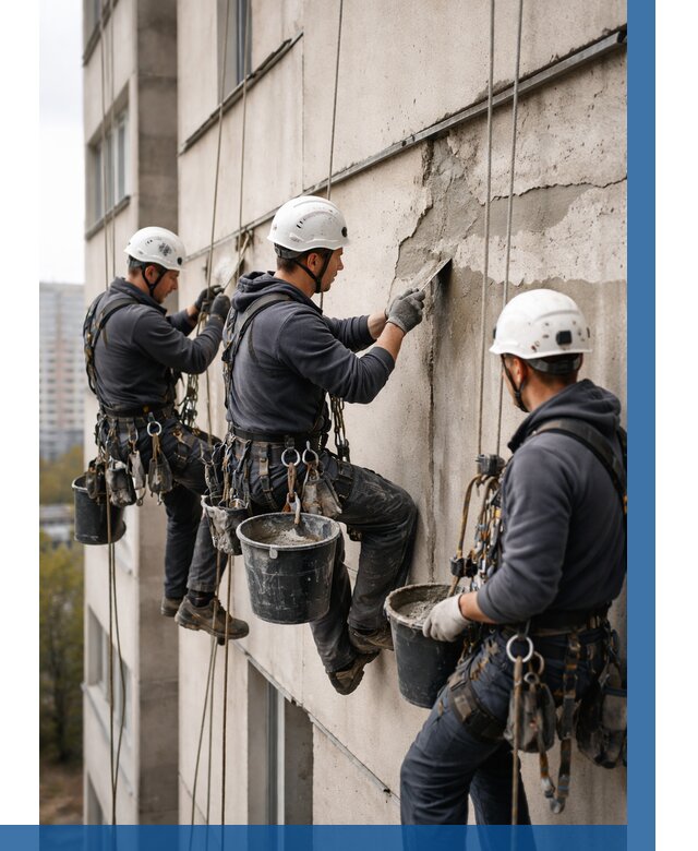 Ремонт бетонных элементов фасада в Нижнеудинске от 2543 р. | ВЫСОТНИК-Нжк