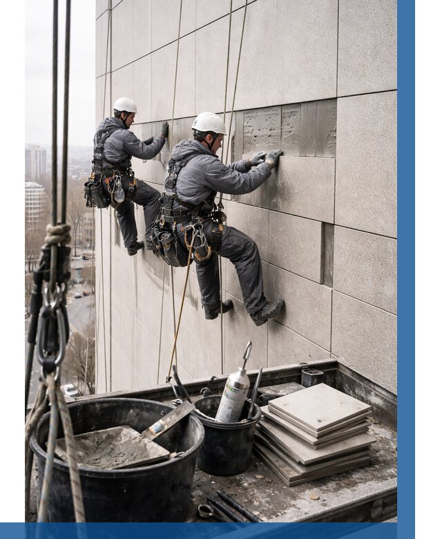 Ремонт фасада из керамогранита в Нижнеудинске от 2543 р. | ВЫСОТНИК-Нжк