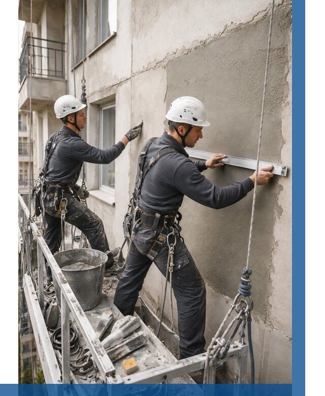 Штукатурка фасада на высоте в Нижнеудинске от 915 р. | ВЫСОТНИК-Нжк