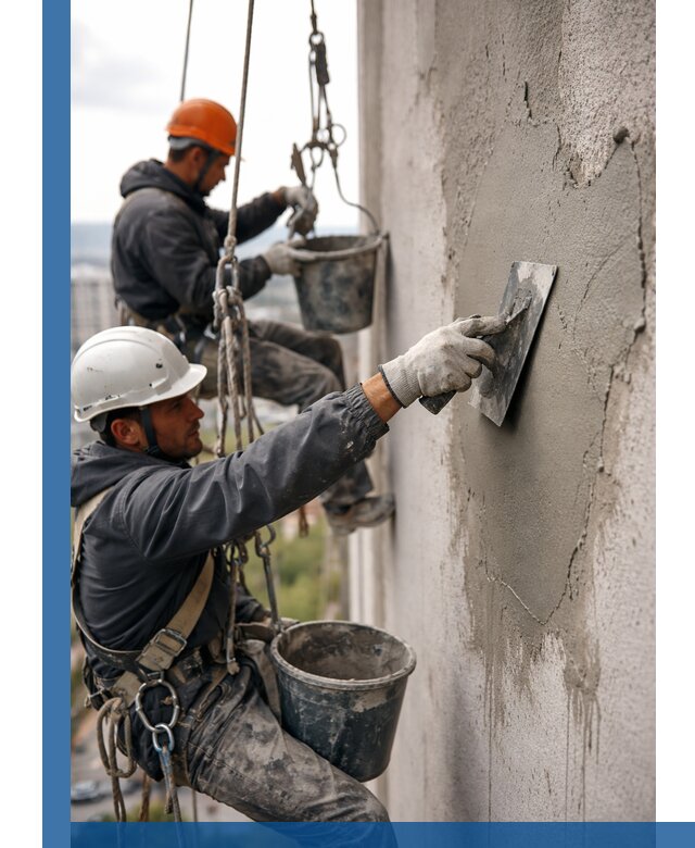 Штукатурка фасада на высоте в Нижнеудинске профессиональные работы