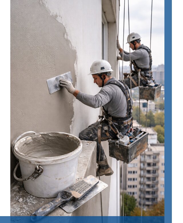 Шпаклевка фасада на высоте в Нижнеудинске от 712 р. | ВЫСОТНИК-Нжк