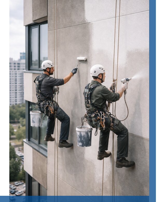 Покраска фасада альпинистами в Нижнеудинске от 305 р. | ВЫСОТНИК-Нжк