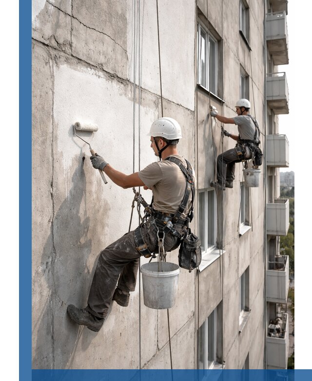 Покраска бетонного фасада в Нижнеудинске для жилых и промышленных объектов