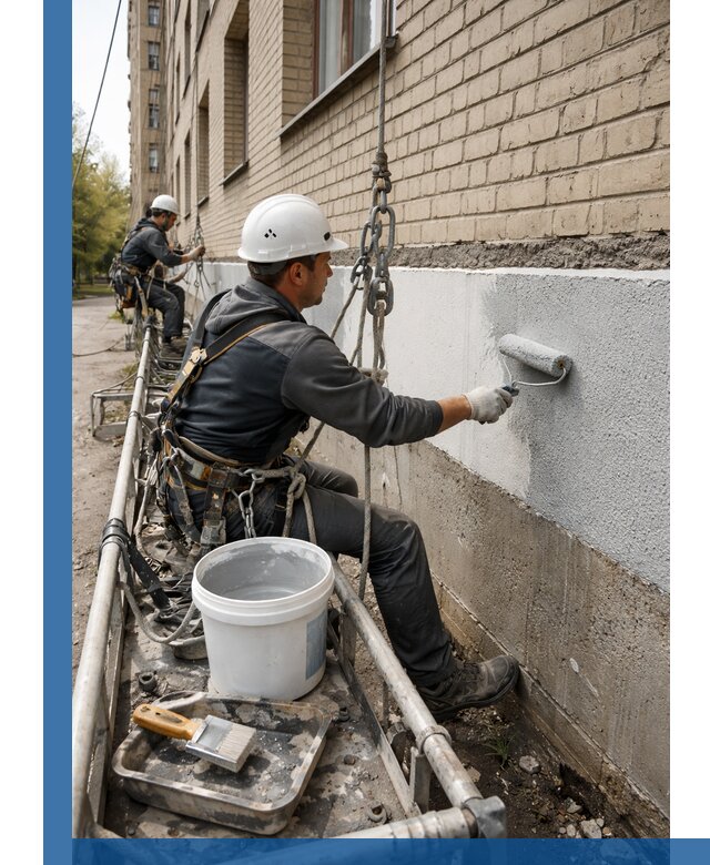 Окраска цоколя здания в Нижнеудинске профессионально и надежно