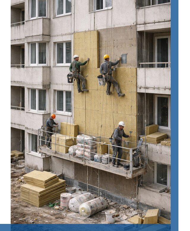 Утепление фасада минватой в Нижнеудинске от 1526 р. | ВЫСОТНИК-Нжк