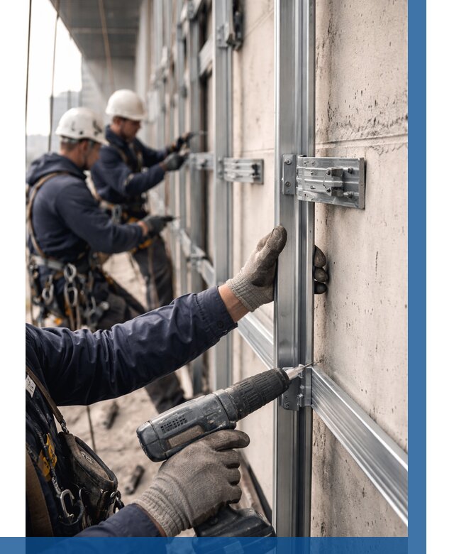 Монтаж подсистемы вентфасада в Нижнеудинске от 865 р. | ВЫСОТНИК-Нжк