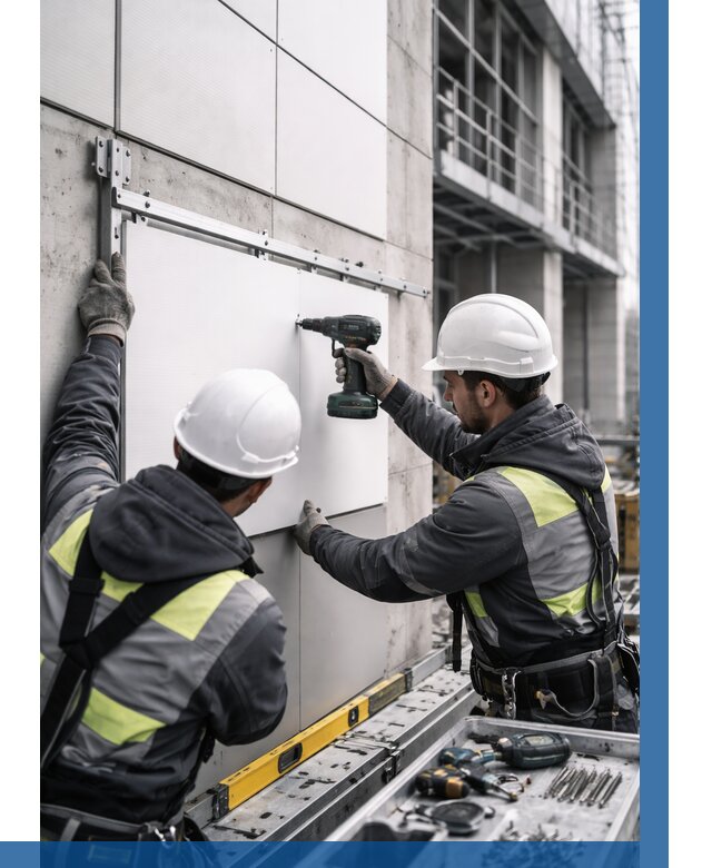 Монтаж композитных панелей фасада в Нижнеудинске от 2543 р. | ВЫСОТНИК-Нжк