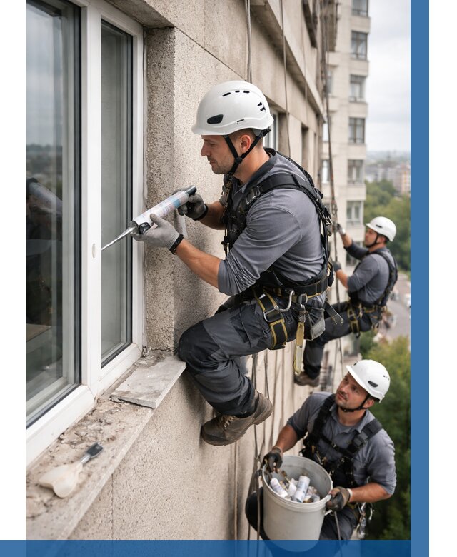 Герметизация оконных швов снаружи в Нижнеудинске от 1526 р. | ВЫСОТНИК-Нжк