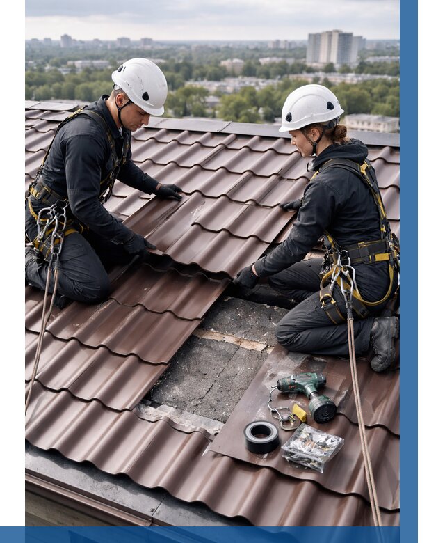 Ремонт металлочерепицы на крыше в Нижнеудинске от 915 р. | ВЫСОТНИК-Нжк