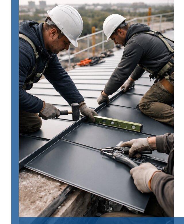 Монтаж фальцевой кровли в Нижнеудинске для промышленных зданий