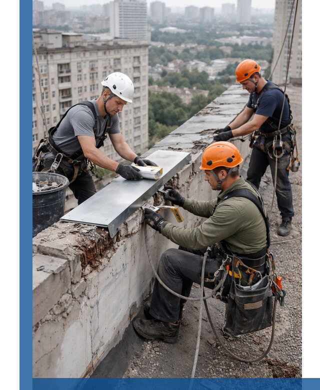 Ремонт парапета на кровле в Нижнеудинске, высотные работы с гарантией