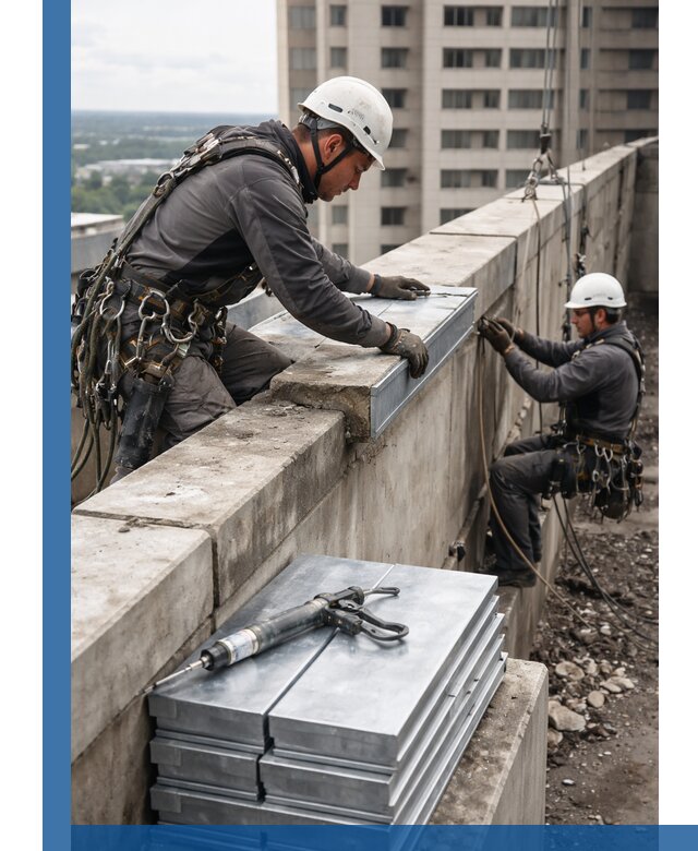 Замена парапетных крышек и установка новых в Нижнеудинске