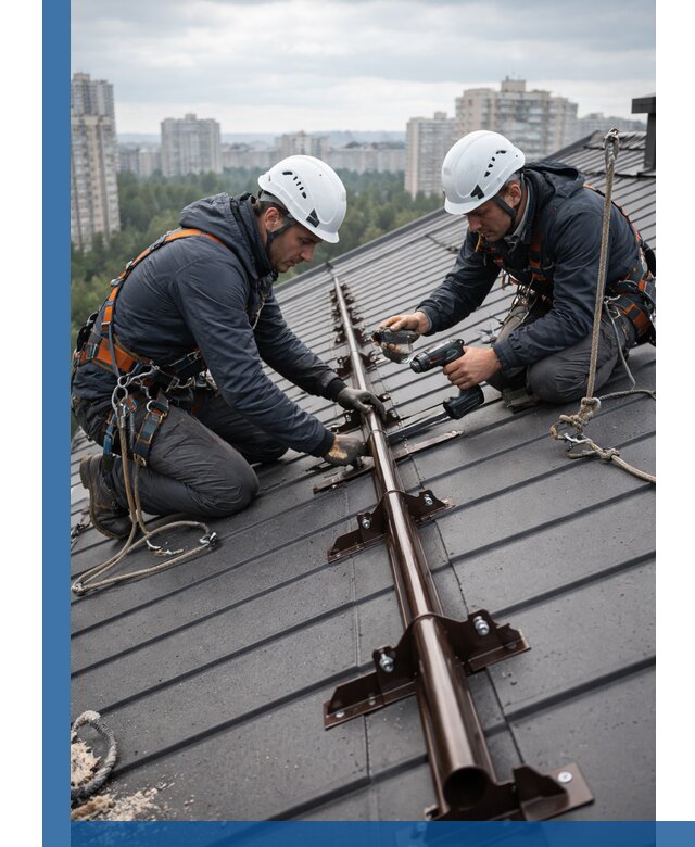 Монтаж снегозадержателей на кровле зданий в Нижнеудинске под ключ
