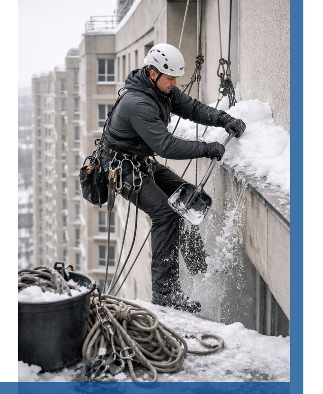 Очистка карнизов от снега в Нижнеудинске от 305 р. | ВЫСОТНИК-Нжк