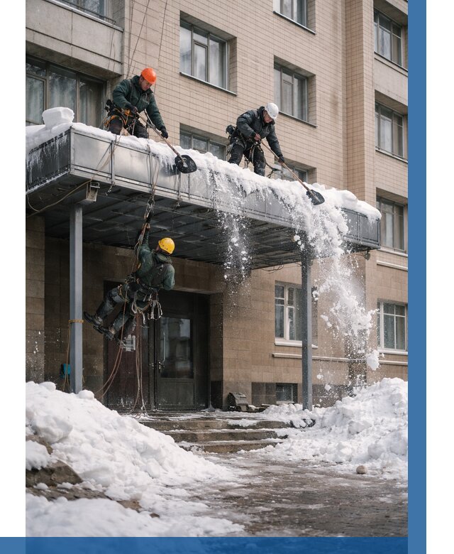 Очистка козырьков от снега в Нижнеудинске от 3560 р. | ВЫСОТНИК-Нжк