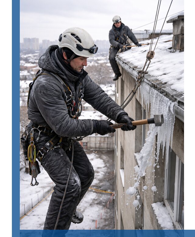 Сбивание и удаление сосулек с крыши в Нижнеудинске безопасно