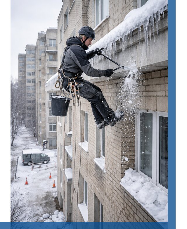 Удаление наледи с карнизов в Нижнеудинске от 356 р. | ВЫСОТНИК-Нжк