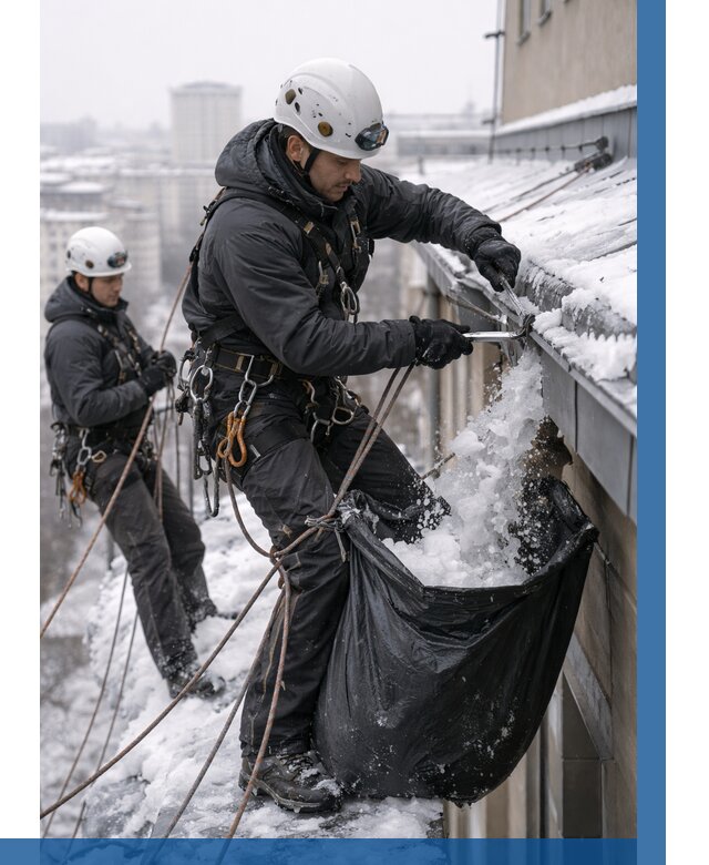 Аварийная очистка крыши в Нижнеудинске под ключ от 305 р. | ВЫСОТНИК-Нжк