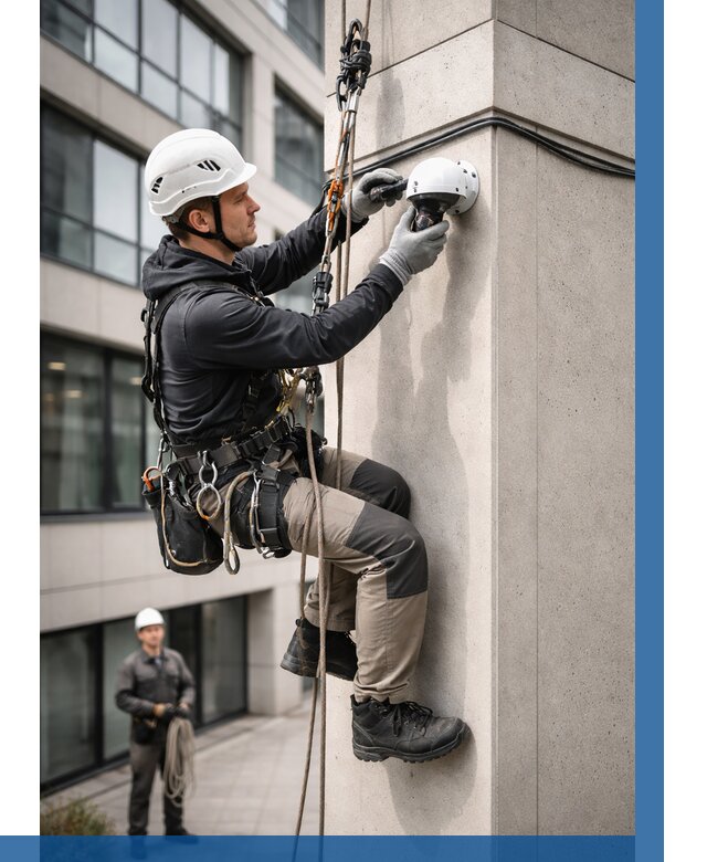 Монтаж камер видеонаблюдения на фасаде в Нижнеудинске от 8645 р.-ВЫСОТНИК-Нжк