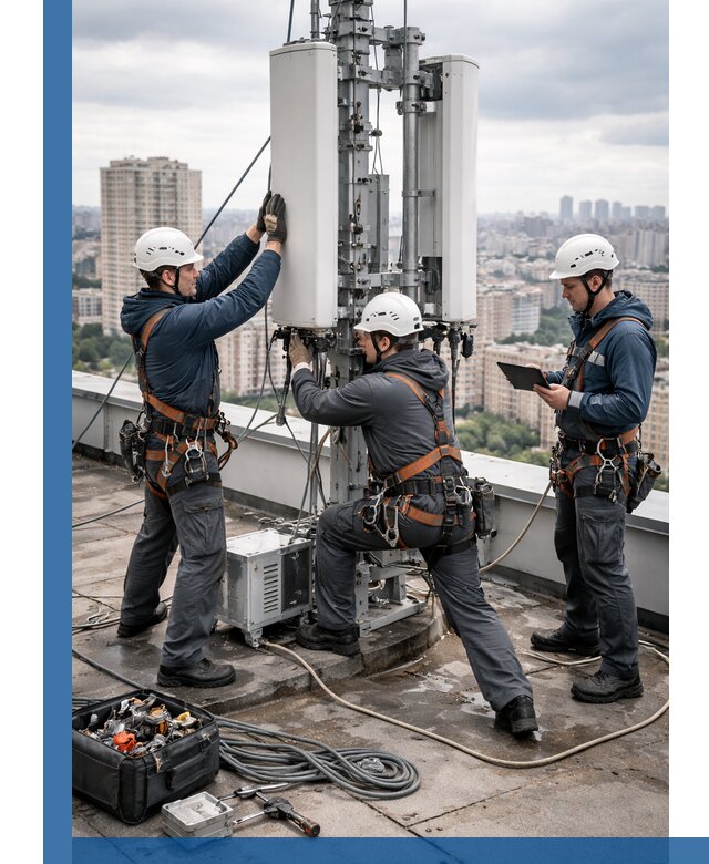 Монтаж антенн связи на крыше в Нижнеудинске с вводом в эксплуатацию