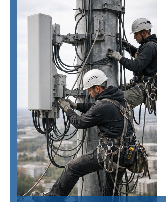 Монтаж оборудования связи на мачте в Нижнеудинске с пусконаладкой