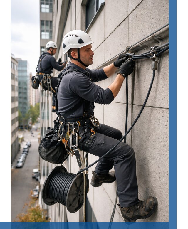 Прокладка кабеля по фасаду в Нижнеудинске от 356 р. | ВЫСОТНИК-Нжк