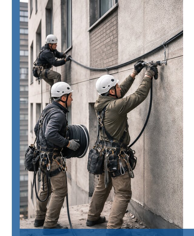 Прокладка кабеля по фасаду в Нижнеудинске, профессиональный монтаж