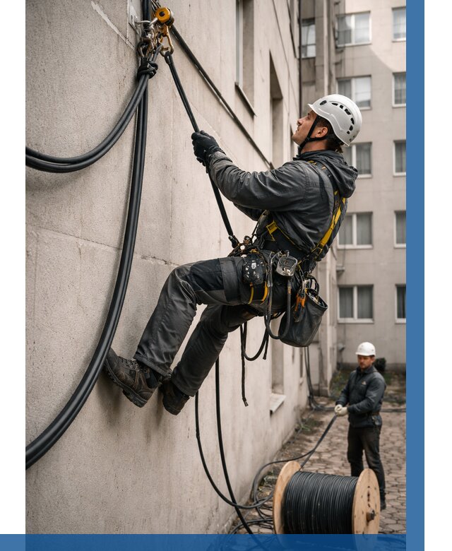 Протяжка кабеля питания на высоте в Нижнеудинске от 458 р. | ВЫСОТНИК-Нжк