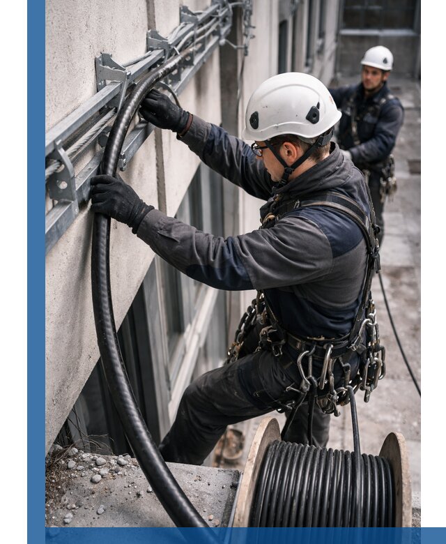 Протяжка кабеля питания на высоте в Нижнеудинске с гарантией безопасности и качества