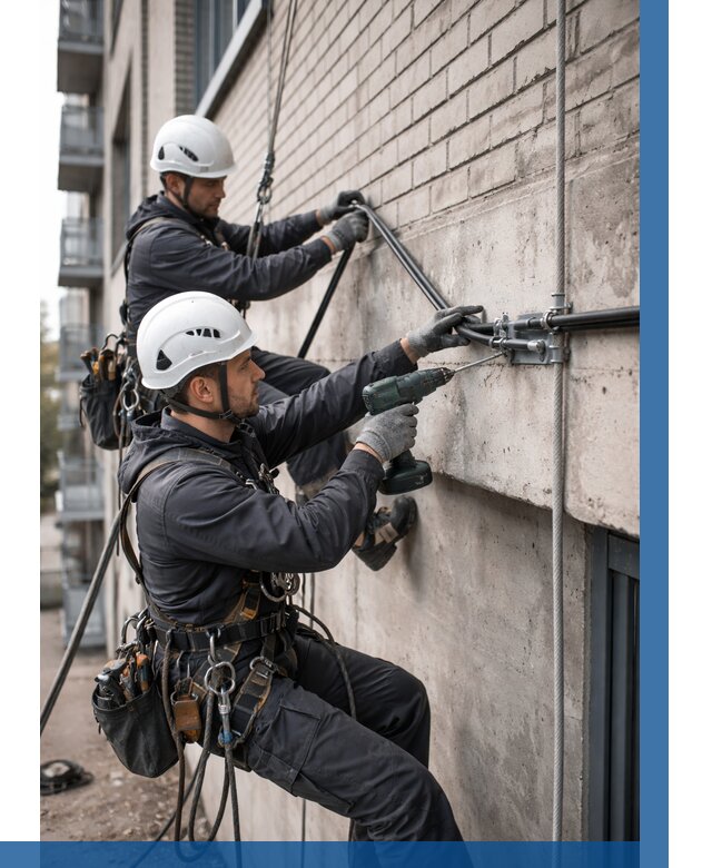 Крепление кабеля на фасаде в Нижнеудинске от 356 р. | ВЫСОТНИК-Нжк