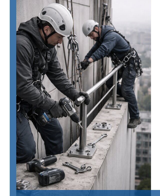 Монтаж перил на высоте в Нижнеудинске для жилых и промобъектов