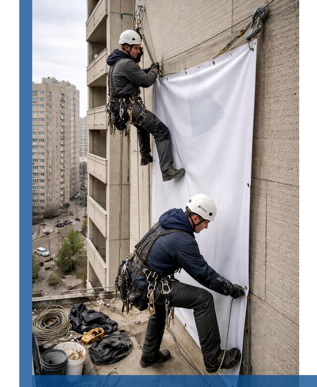 Профессиональный монтаж баннеров на фасаде в Нижнеудинске
