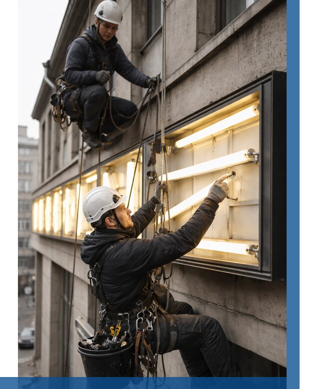 Замена ламп в вывеске в Нижнеудинске под ключ от 3560 р. | ВЫСОТНИК-Нжк