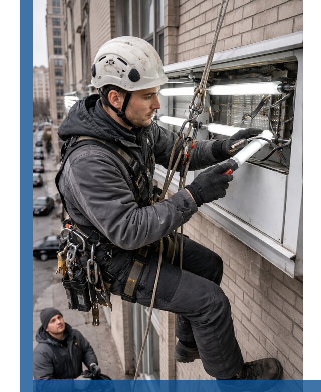 Профессиональная замена ламп в наружной вывеске в Нижнеудинске