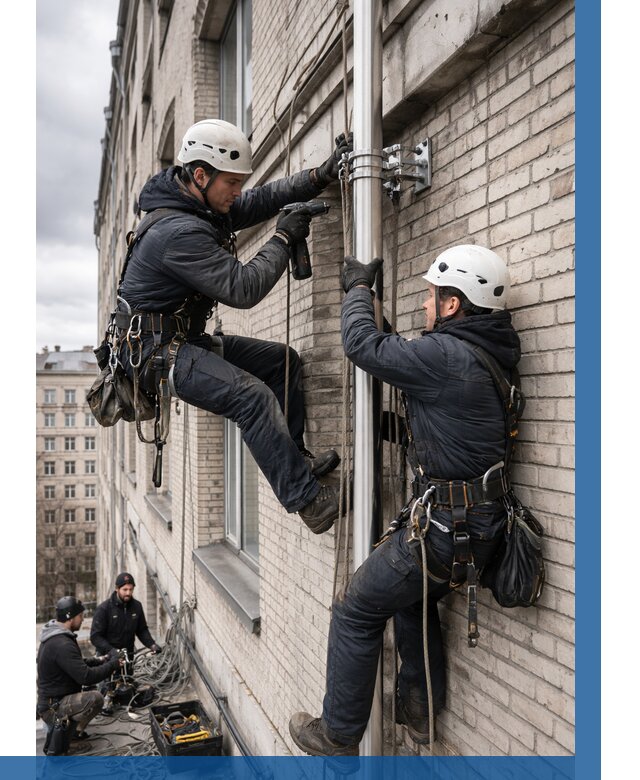 Монтаж флагштока на здании в Нижнеудинске от 6611 р. | ВЫСОТНИК-Нжк