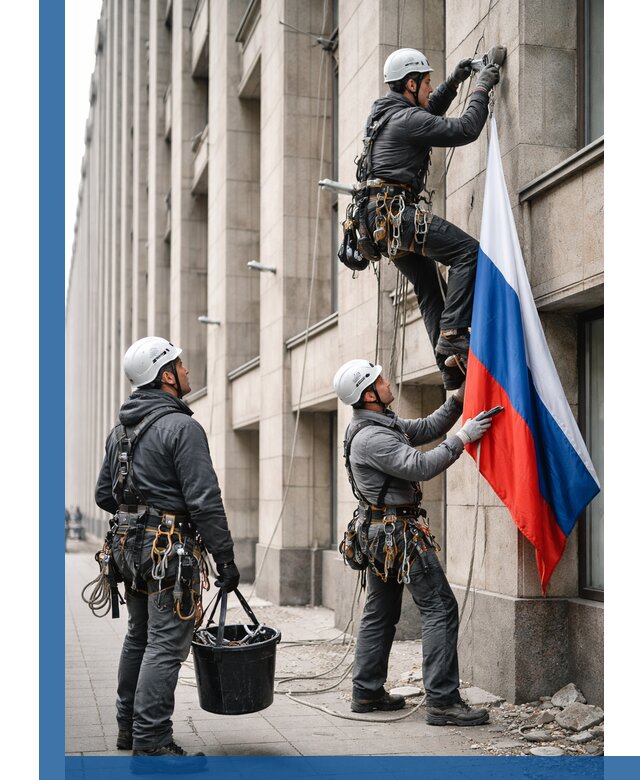 Профессиональная установка флагов на фасаде в Нижнеудинске