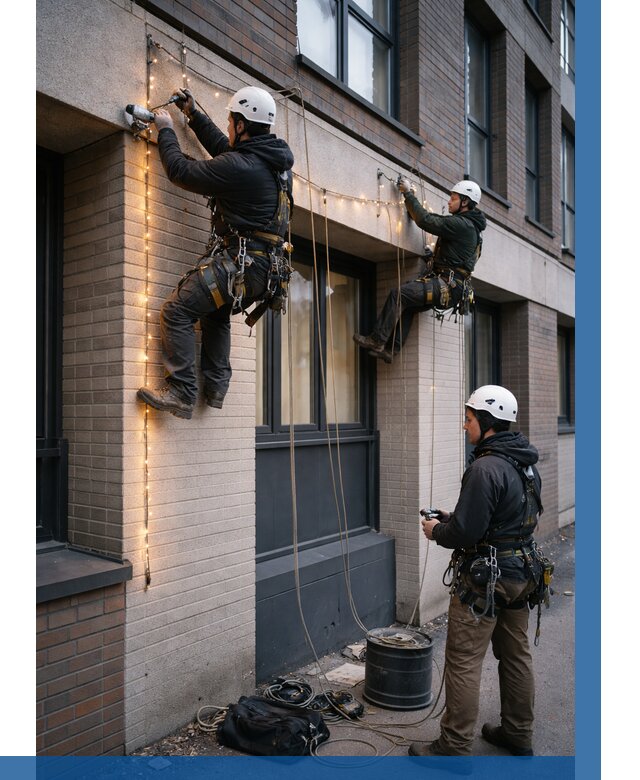 Монтаж гирлянд на фасаде в Нижнеудинске от 3560 р. | ВЫСОТНИК-Нжк