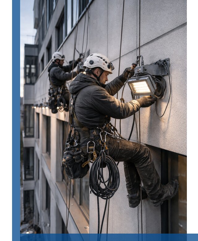 Монтаж фасадного освещения в Нижнеудинске установка и подключение