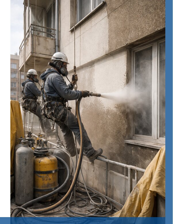 Пескоструйная очистка фасада в Нижнеудинске от 661 р. | ВЫСОТНИК-Нжк