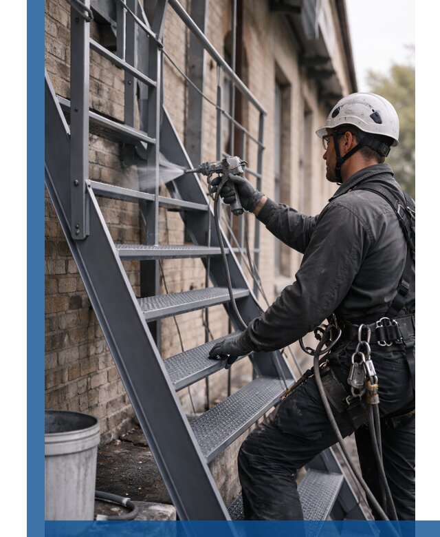 Покраска и антикоррозионная защита пожарных лестниц в Нижнеудинске