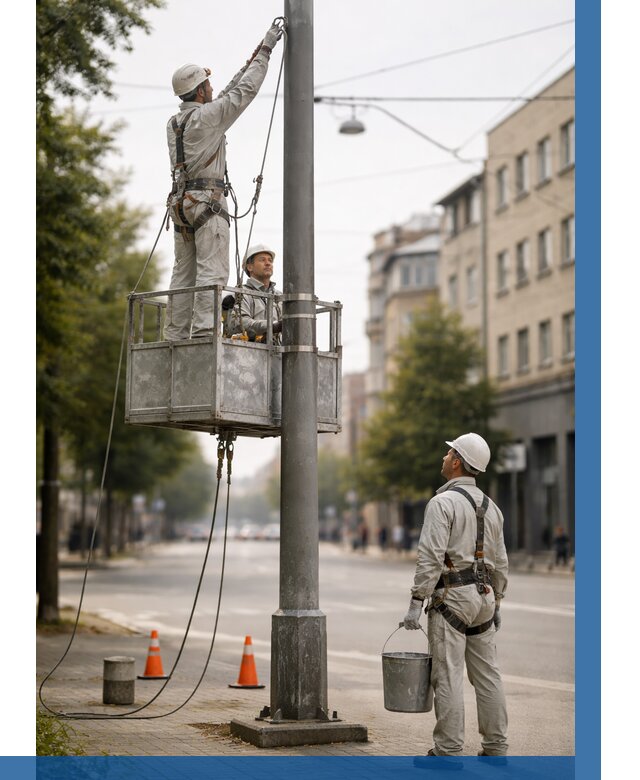 Покраска опор освещения в Нижнеудинске от 5086 р. | ВЫСОТНИК-Нжк