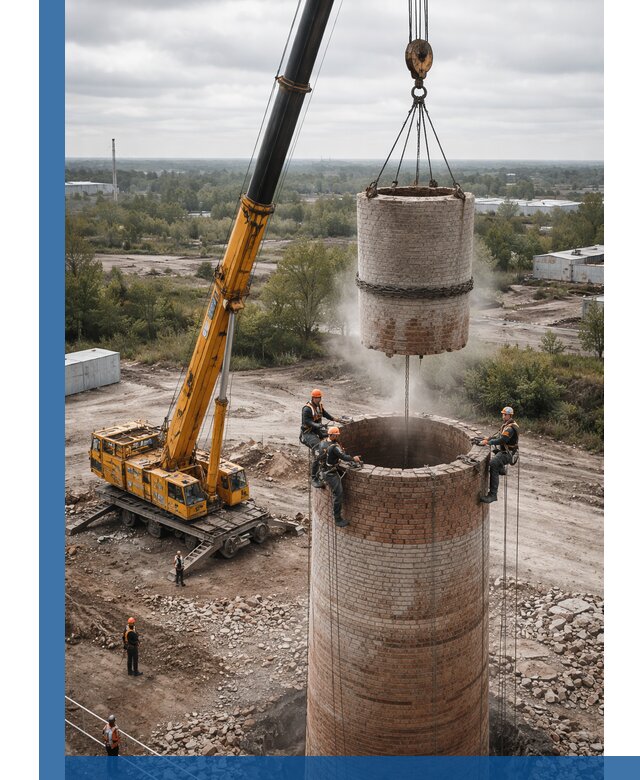 Демонтаж дымовой трубы в Нижнеудинске с гарантиями безопасности