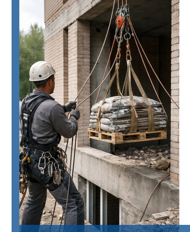 Подъем материалов на этаж веревками в Нижнеудинске оперативно