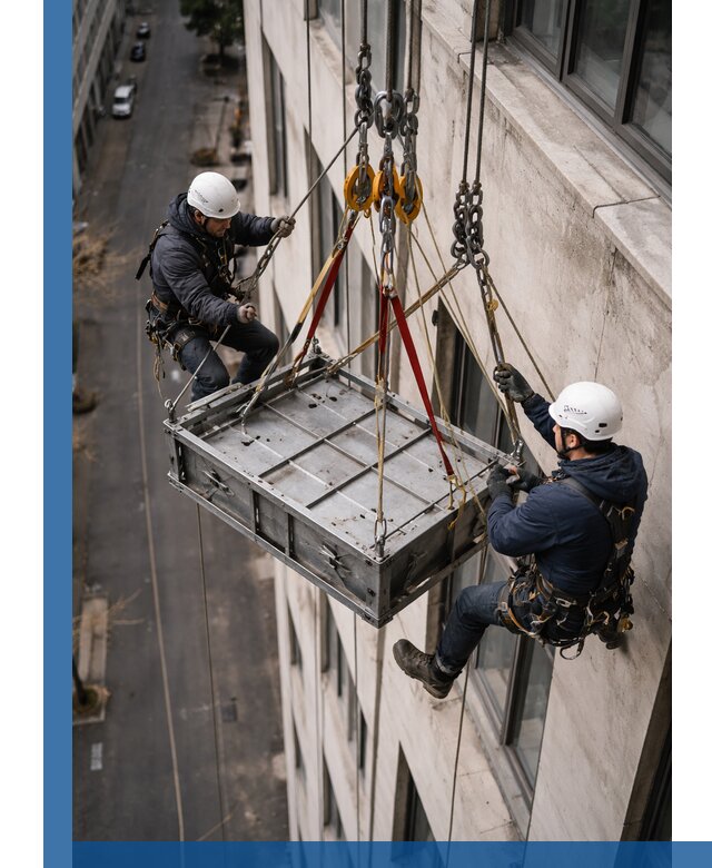 Спуск и подъем грузов по фасаду в Нижнеудинске для зданий